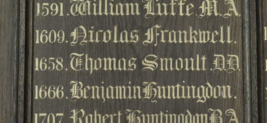 Image of list of vicars